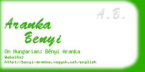 aranka benyi business card